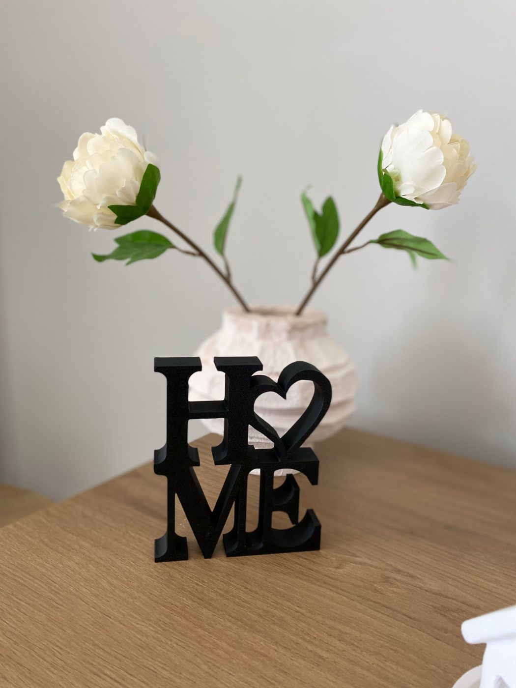 Letters home decor with heart