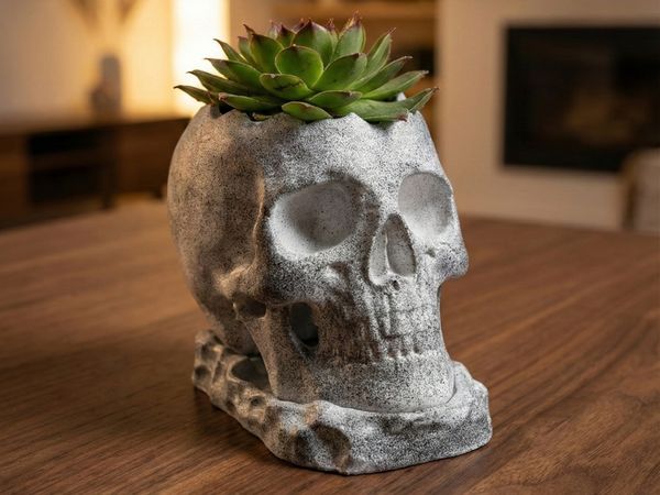 Small Skull pot with drip tray, Skull Pot