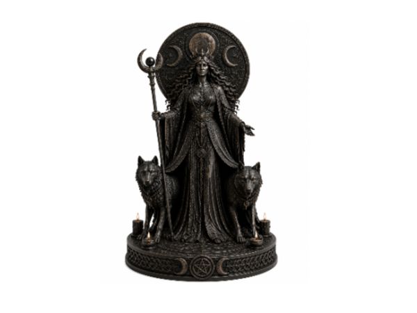 Hecate Goddess Statue – Triple Moon, Wolves