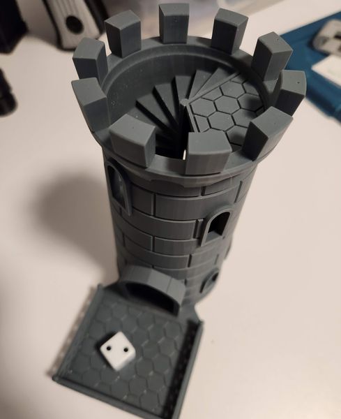 Traditional dice tower with platform