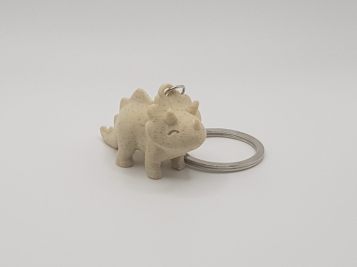 Cute Stylized Triceratops Dinosaur Keychain